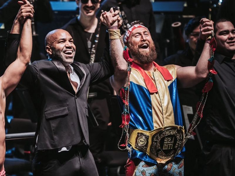 Local wrestler Sammy Peppers hits the high note at symphony